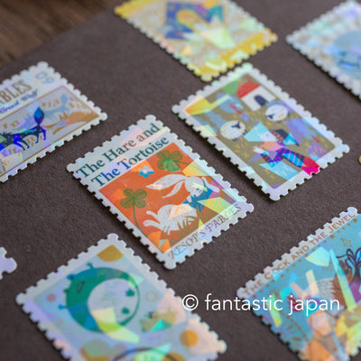 Postage flake stickers in a match box -Aesop's Fairy Tales 2 -