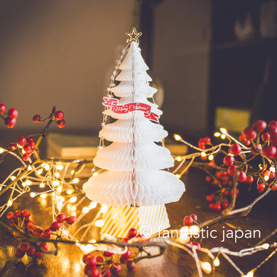 Christmas  Honeycomb pop-up card  - White tree -
