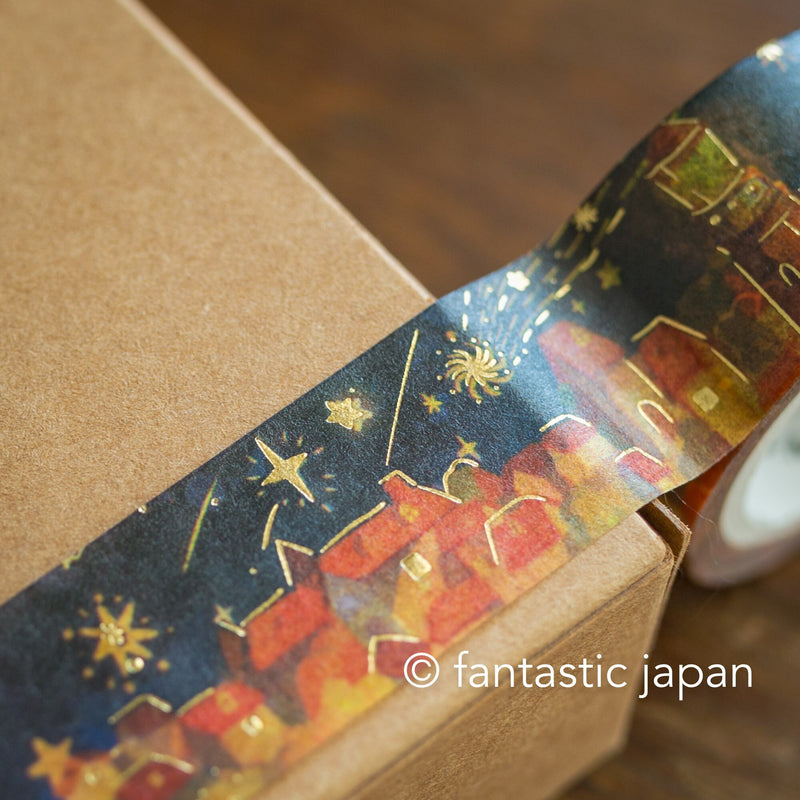 Gold Foil Masking Tape -shooting stars in the old town -