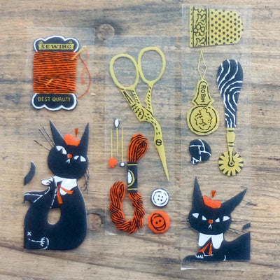 Transparent masking tape / tearable matte finish cellophane tape -black cat ROBIN sawing- by Kuroneko Isho / cozyca products