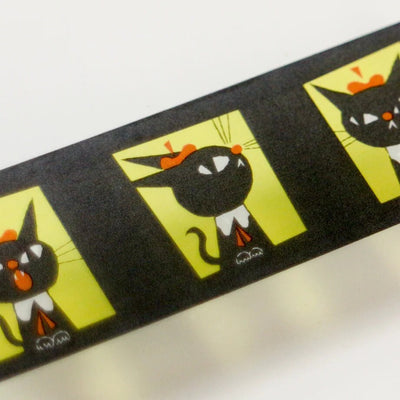 Transparent masking tape / tearable matte finish cellophane tape -black cat ROBIN  hundred faces- by Kuroneko Isho / cozyca products