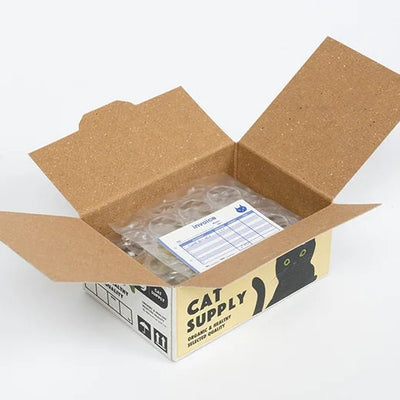 Die-cut hologram flake stickers in a tiny delivery box -Cat supply-