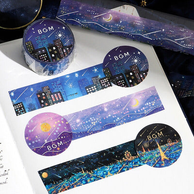 Gold Foil Masking Tape -shooting stars in the town -