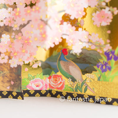 Greeting card "Japanese motifs on the gold folding screen-