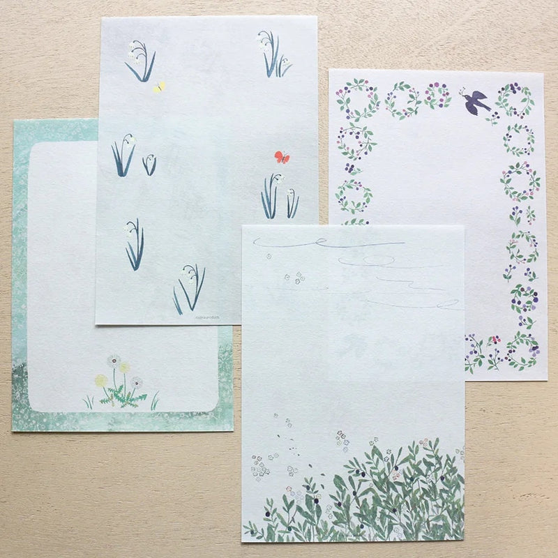 Japanese Washi Writing Letter Pad and Envelopes -Roadside flowers- by Omori Yuko / cozyca products