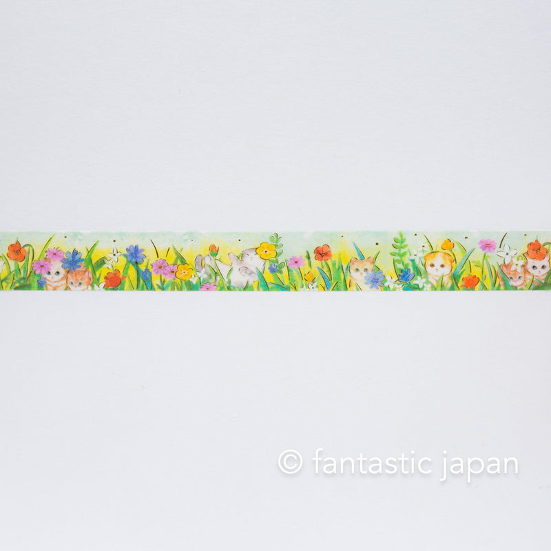 Gold foil Masking Tape / cat and flower -early afternoon-
