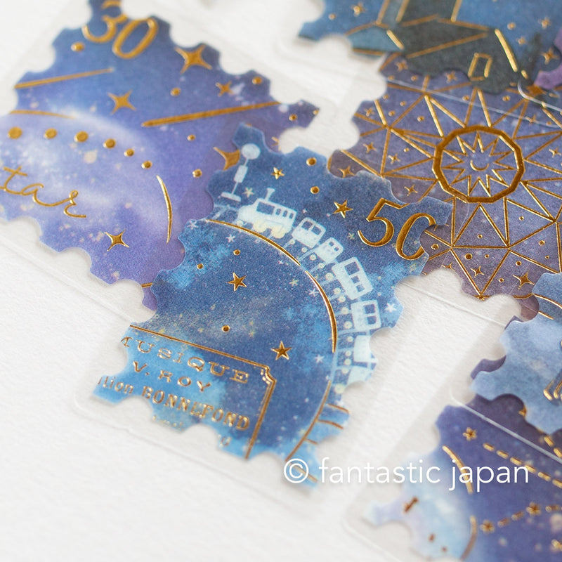 Washi flake stickers / postage stamp -shooting stars-