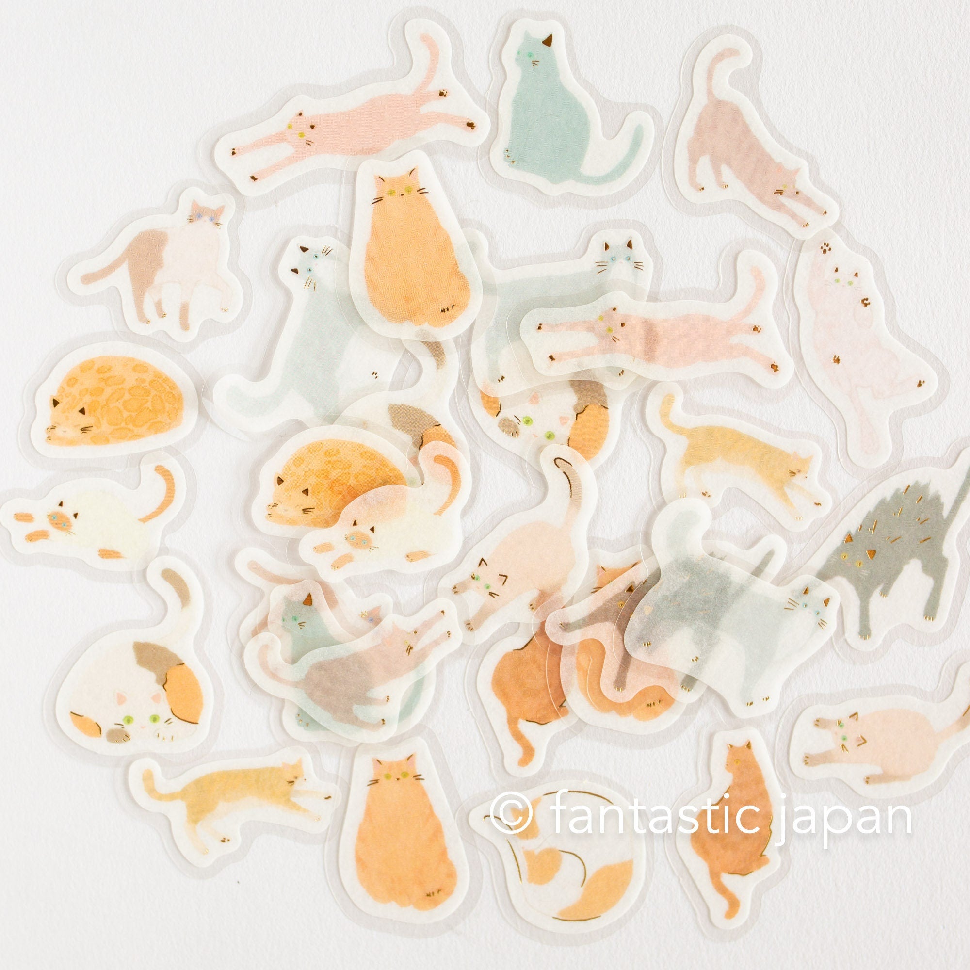 Washi flake stickers / die-cut sticker -cats cats cats- – Fantastic Japan