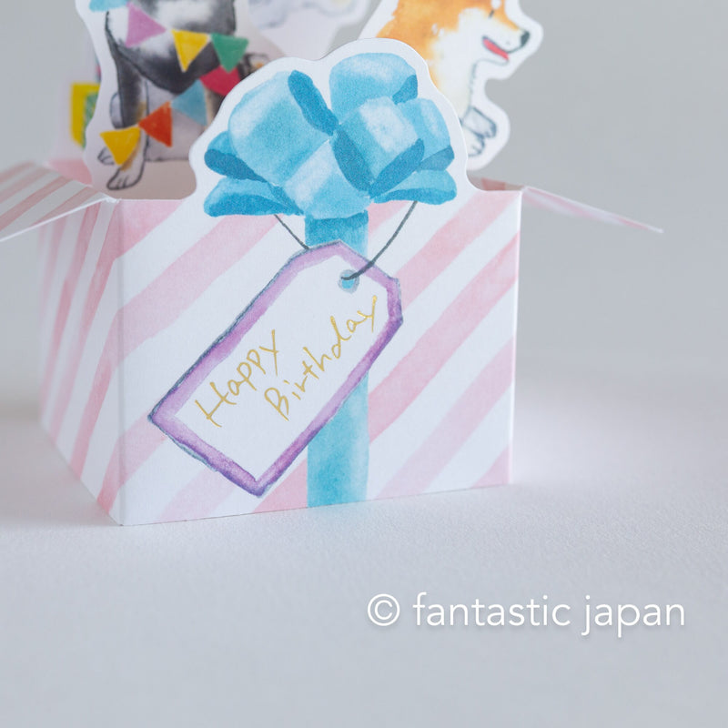 Box Birthday Card -Shibaken in the box- / designed by Natsuka Murata