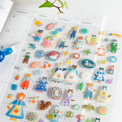 PET clear sticker -cats and buttons- by aiko fukawa / cozyca product
