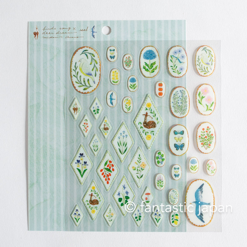 PET clear sticker -birds song x deer dream- by midori asano / cozyca product