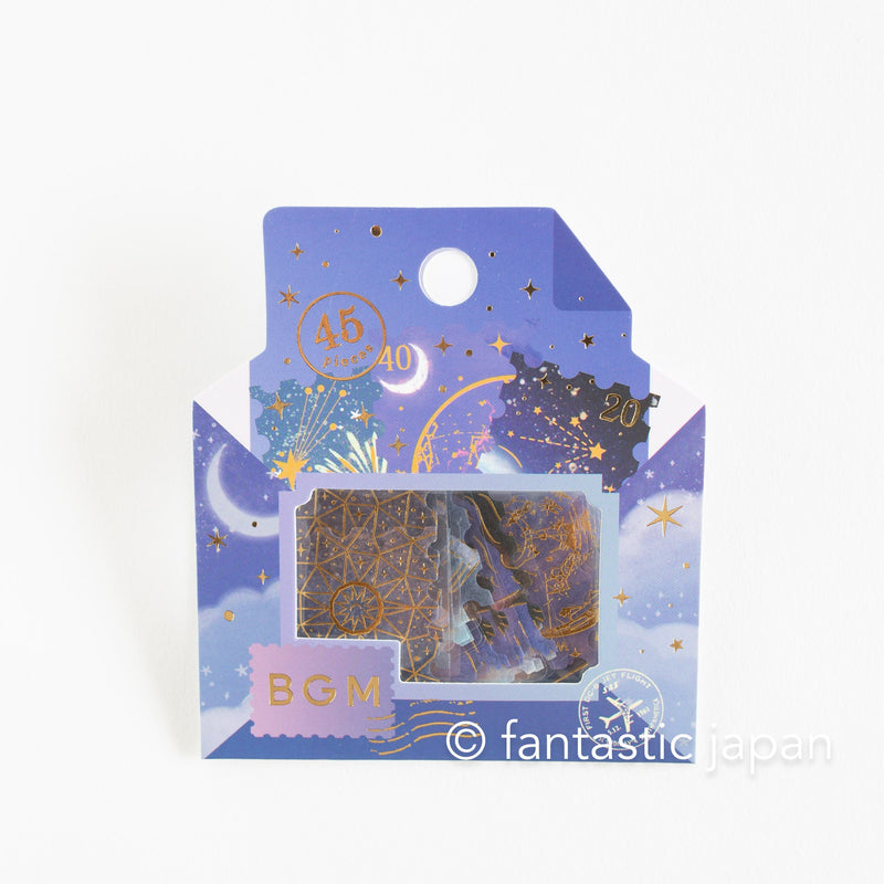 Washi flake stickers / postage stamp -shooting stars-