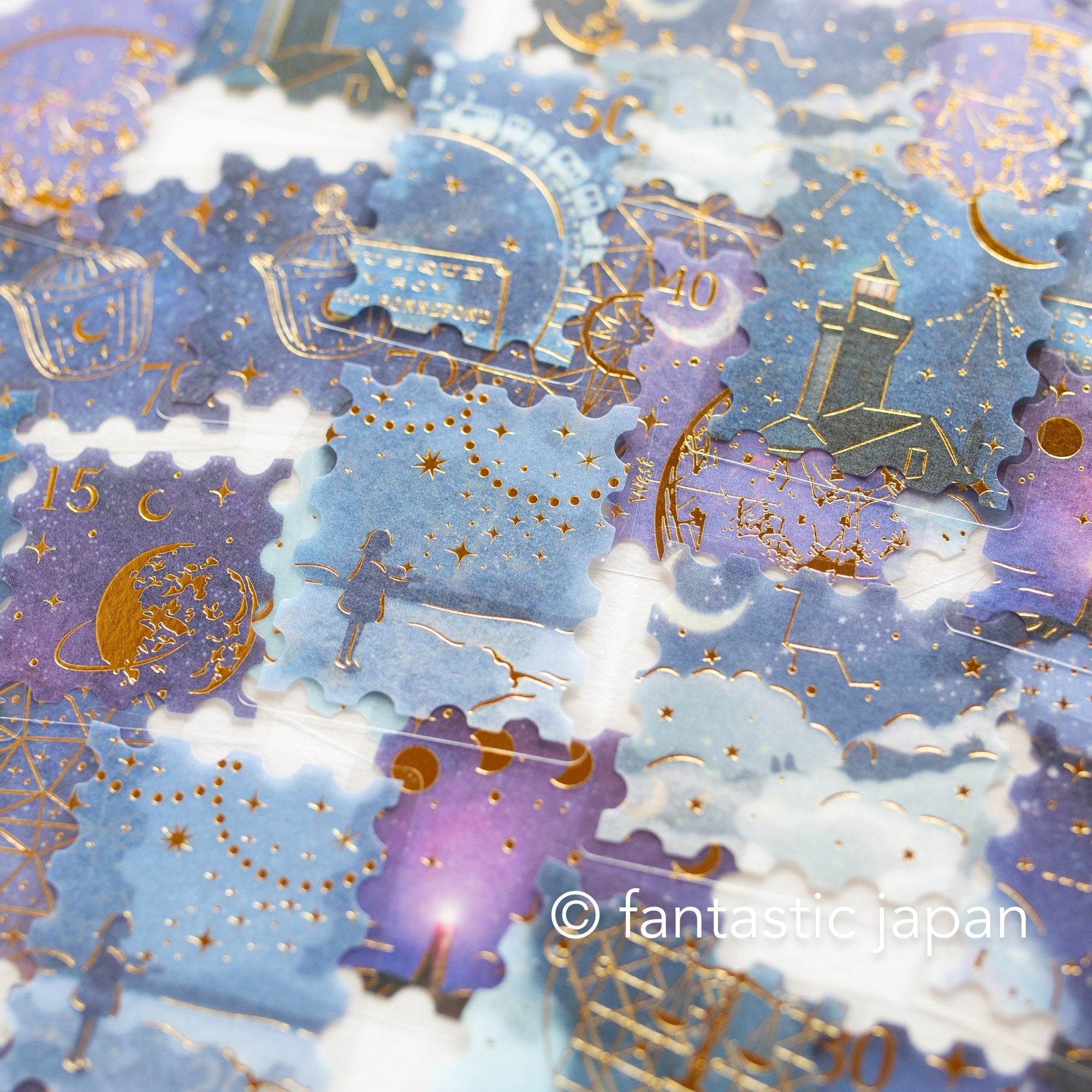 Washi flake stickers / postage stamp -shooting stars- – Fantastic Japan