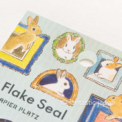Washi flake stickers -rabbits in the frame- designed by Shinako Moriyama