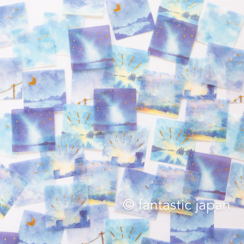 Washi flake stickers -Sky in the suare- designed by Awa