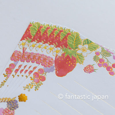 Gold foiled Letter Writing set -Polite letters "berry garden"- by Tsutsumu company limited