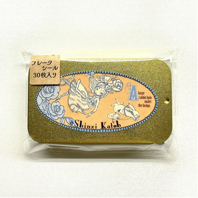 Flake stickers in a small tin box / Alice's Adventures in Wonderland -White rabbit- by Shinzi Katoh
