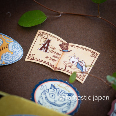 Flake stickers in a small tin box / Alice's Adventures in Wonderland -White rabbit- by Shinzi Katoh