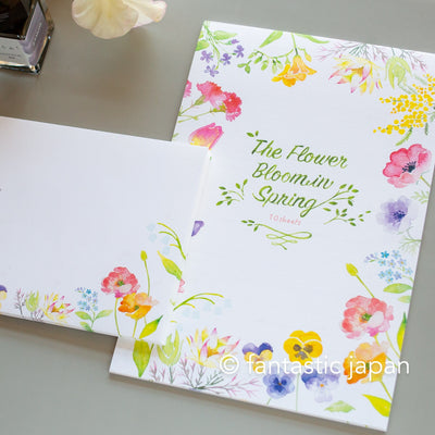Japanese Washi Writing Letter Pad and Envelopes -The flower blooming Spring-