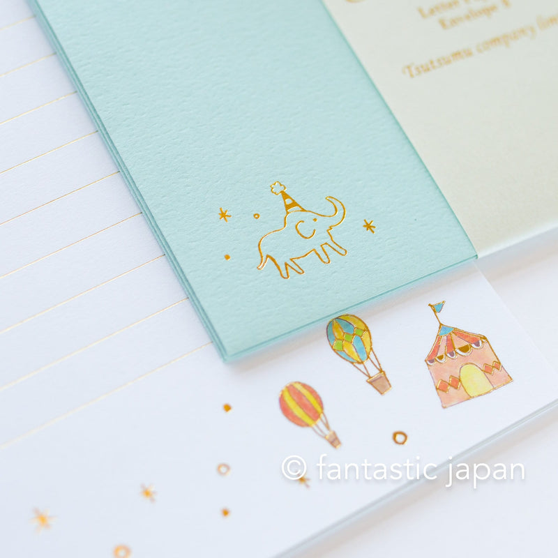 Gold foiled Letter Writing set / Polite letters -little circus- by Tsutsumu company