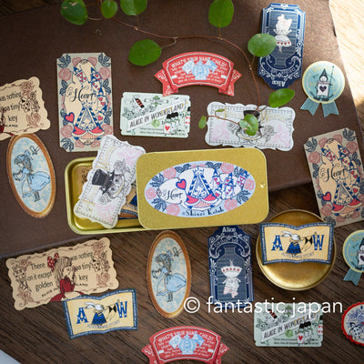 Flake stickers in a small tin box / Alice's Adventures in Wonderland -Usagi Alice- by Shinzi Katoh
