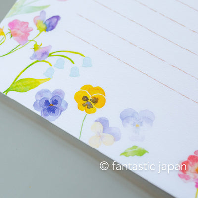 Japanese Washi Writing Letter Pad and Envelopes -The flower blooming Spring-