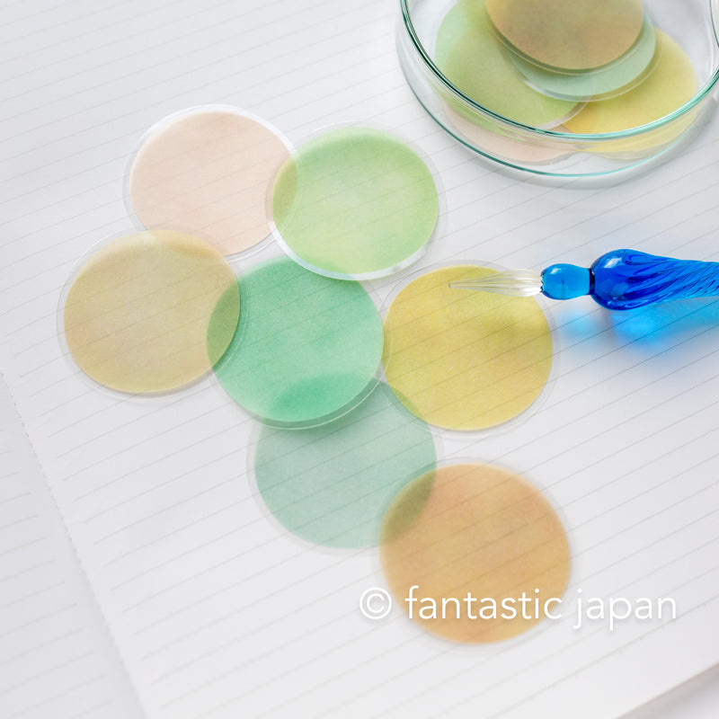 Japanese color circle tracing paper stickers  -the color of flower and birds-